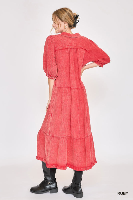 RubyMineral Washed Cotton Gauze Dress