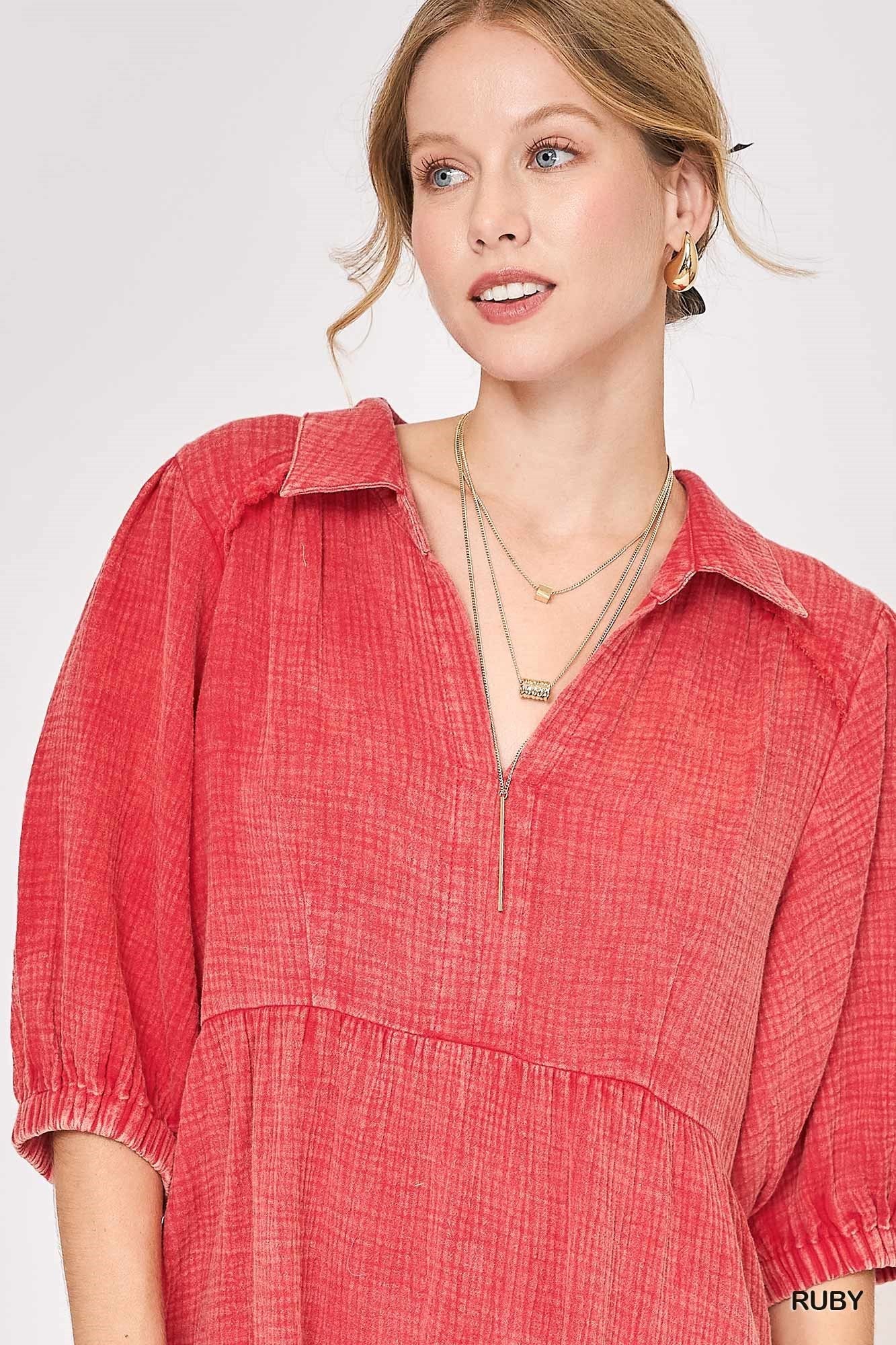 RubyMineral Washed Cotton Gauze Dress