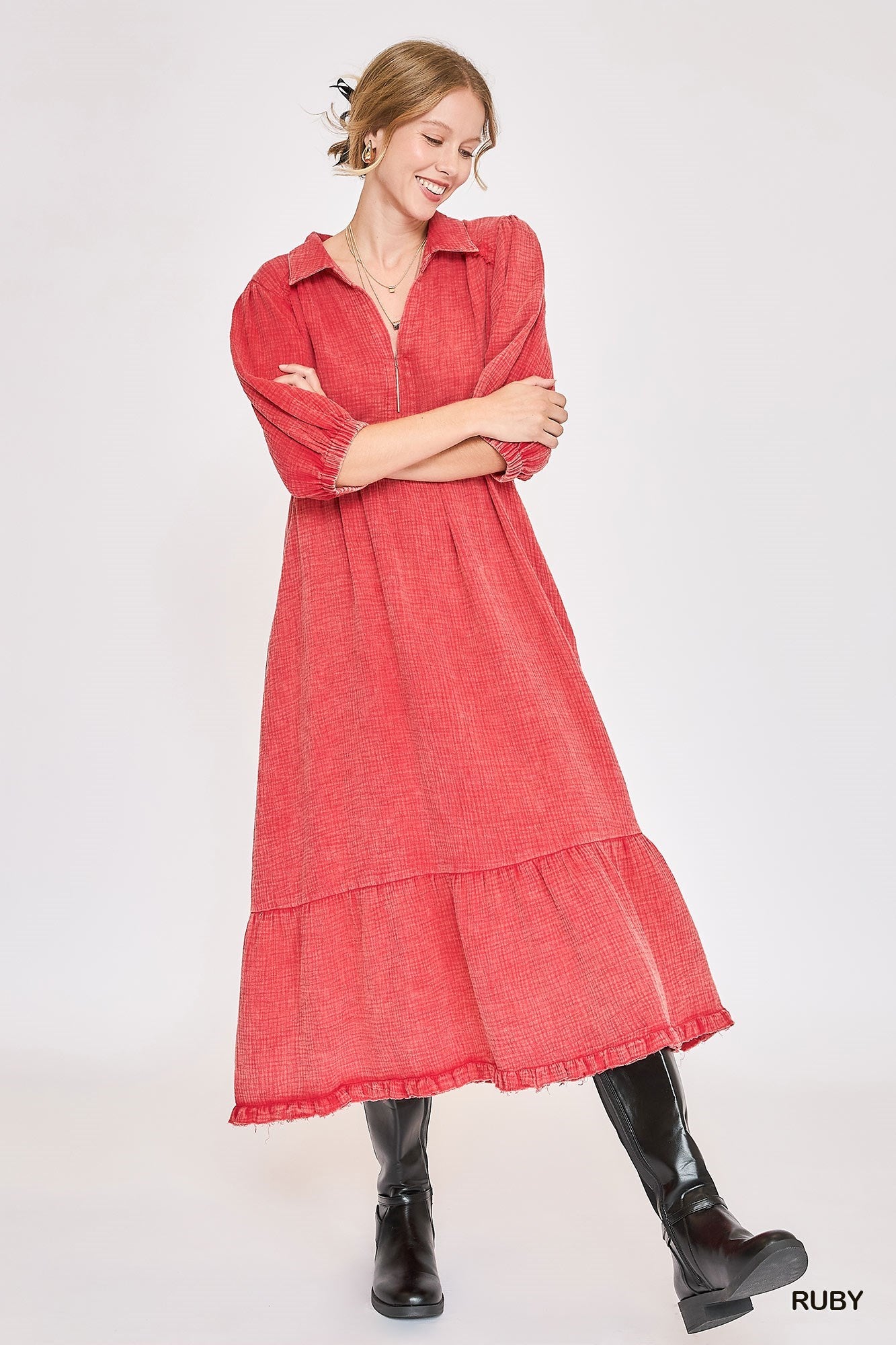 RubyMineral Washed Cotton Gauze Dress
