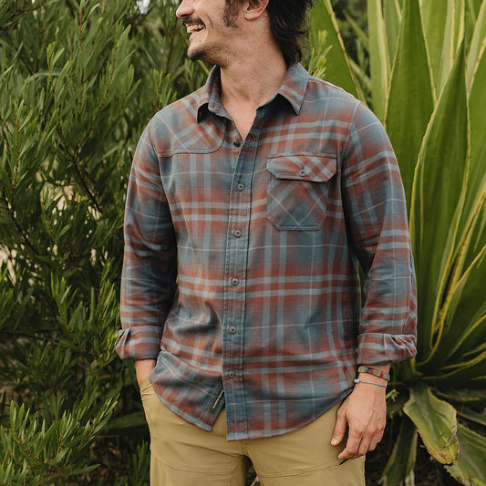 Howler Bros Harker's Flannel: Kempton Plaid Dark Slate