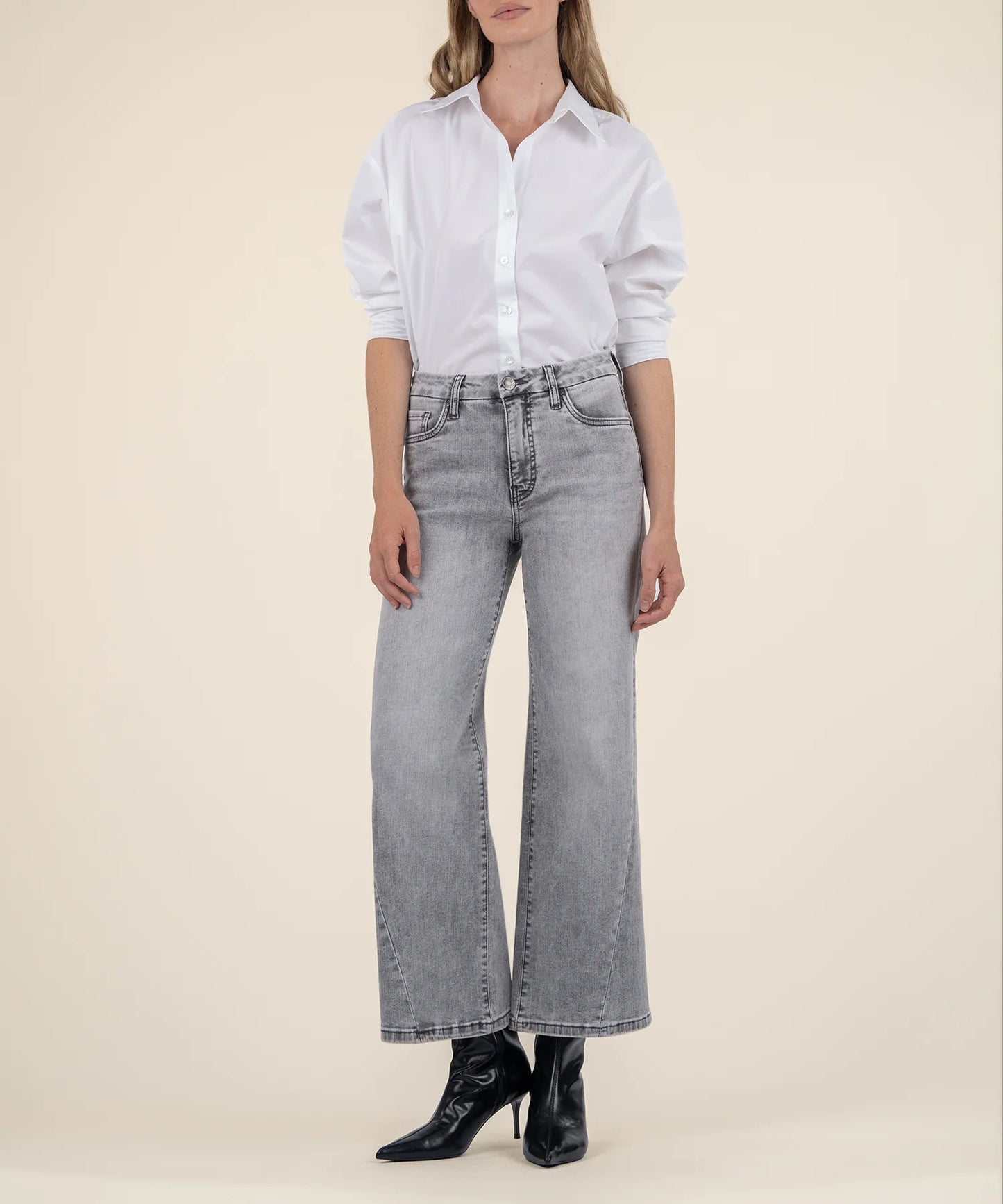 Kut From the Kloth High Rise Meg Fab Ab Wide Leg- Grey Base Wash