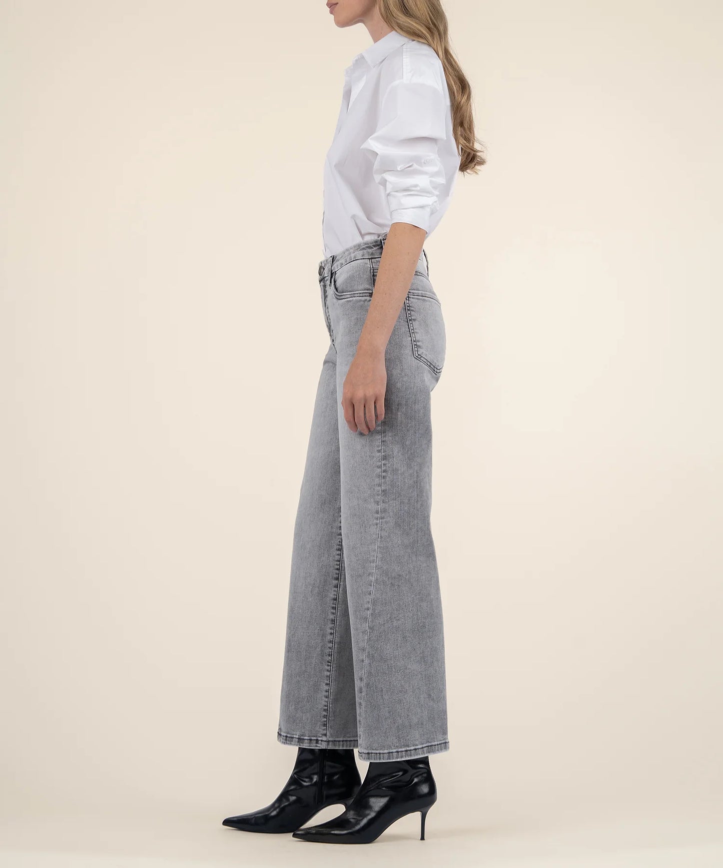 Kut From the Kloth High Rise Meg Fab Ab Wide Leg- Grey Base Wash