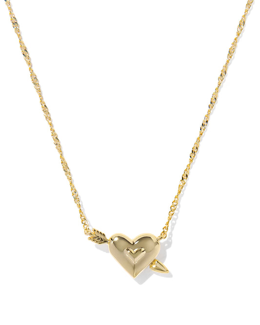 Kendra Scott Ari Heart Arrow Gold Short Pendant Necklace