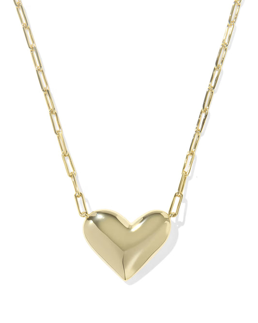Kendra Scott Ari Heart Statement Gold Short Pendant Necklace