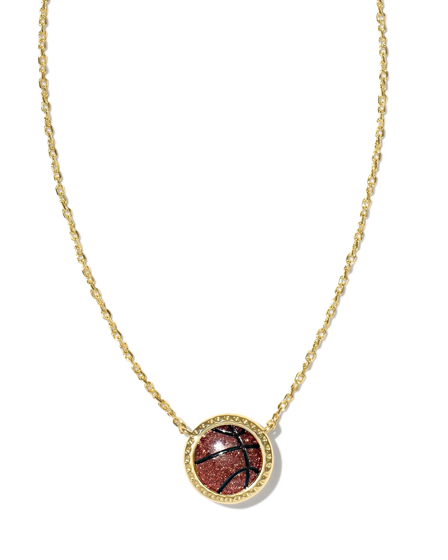 Basketball Short Pendant Necklace in Orange Goldstone (Silver or Gold)