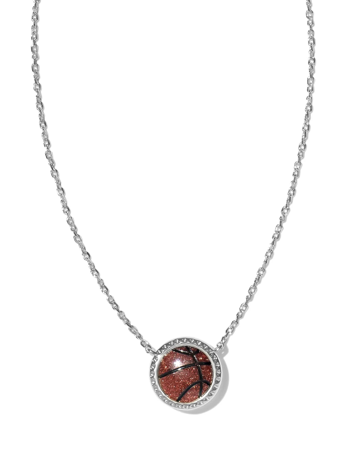 Basketball Short Pendant Necklace in Orange Goldstone (Silver or Gold)