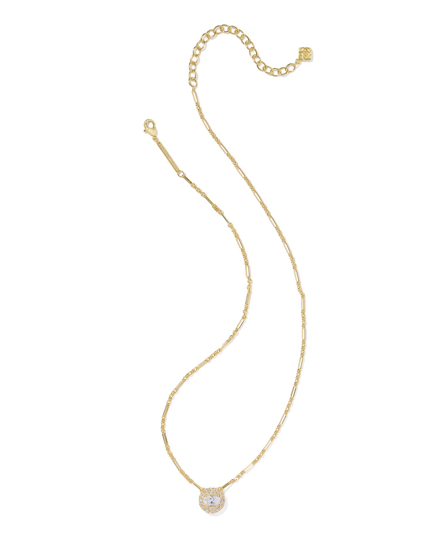 Kendra Scott Bella Gold Short Pendant Necklace White CZ