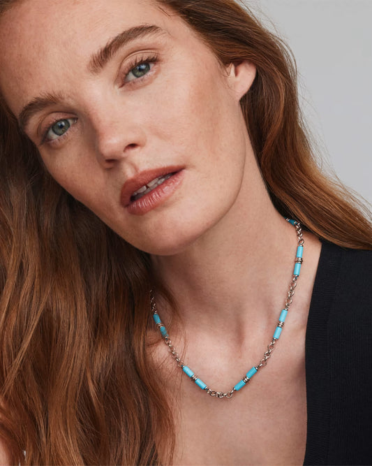 Kendra Scott Bree Silver Beaded Link and Chain Necklace