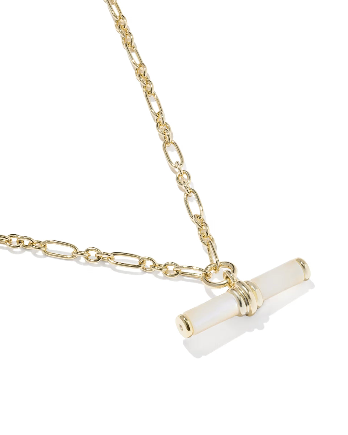Kendra Scott Bree Gold Beaded T Bar Short Pendant Necklace - Gold Ivory Mother of Pearl