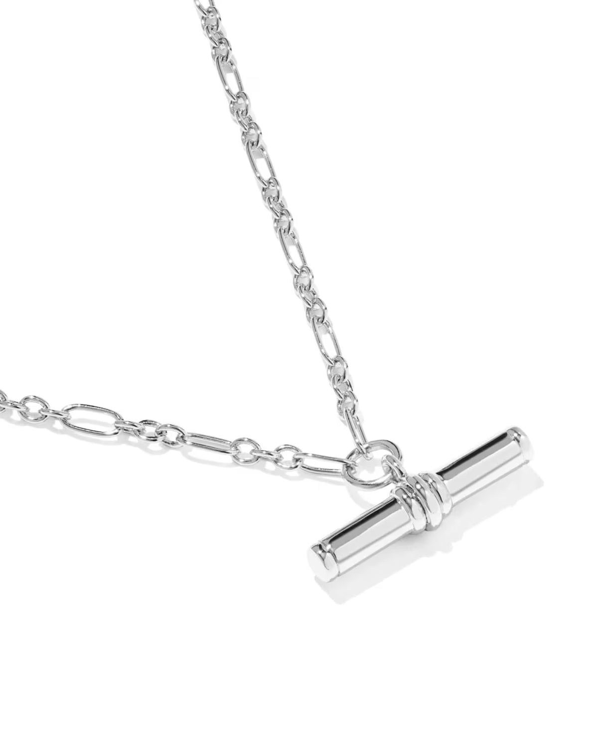 Kendra Scott Bree Gold Metal T Bar Short Pendant Necklace - Silver