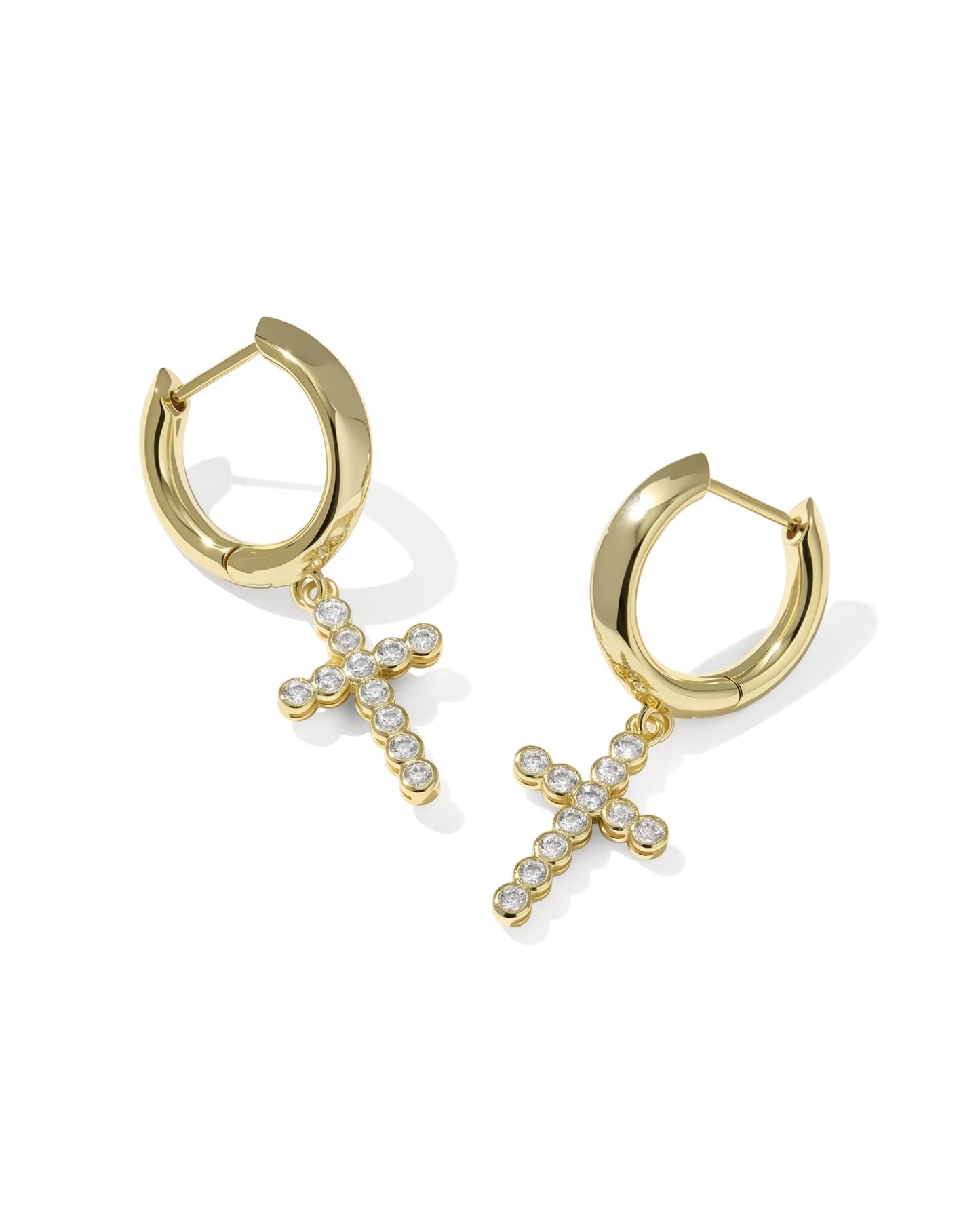 Kendra Scott Cross Gold Crystal Huggie Earrings