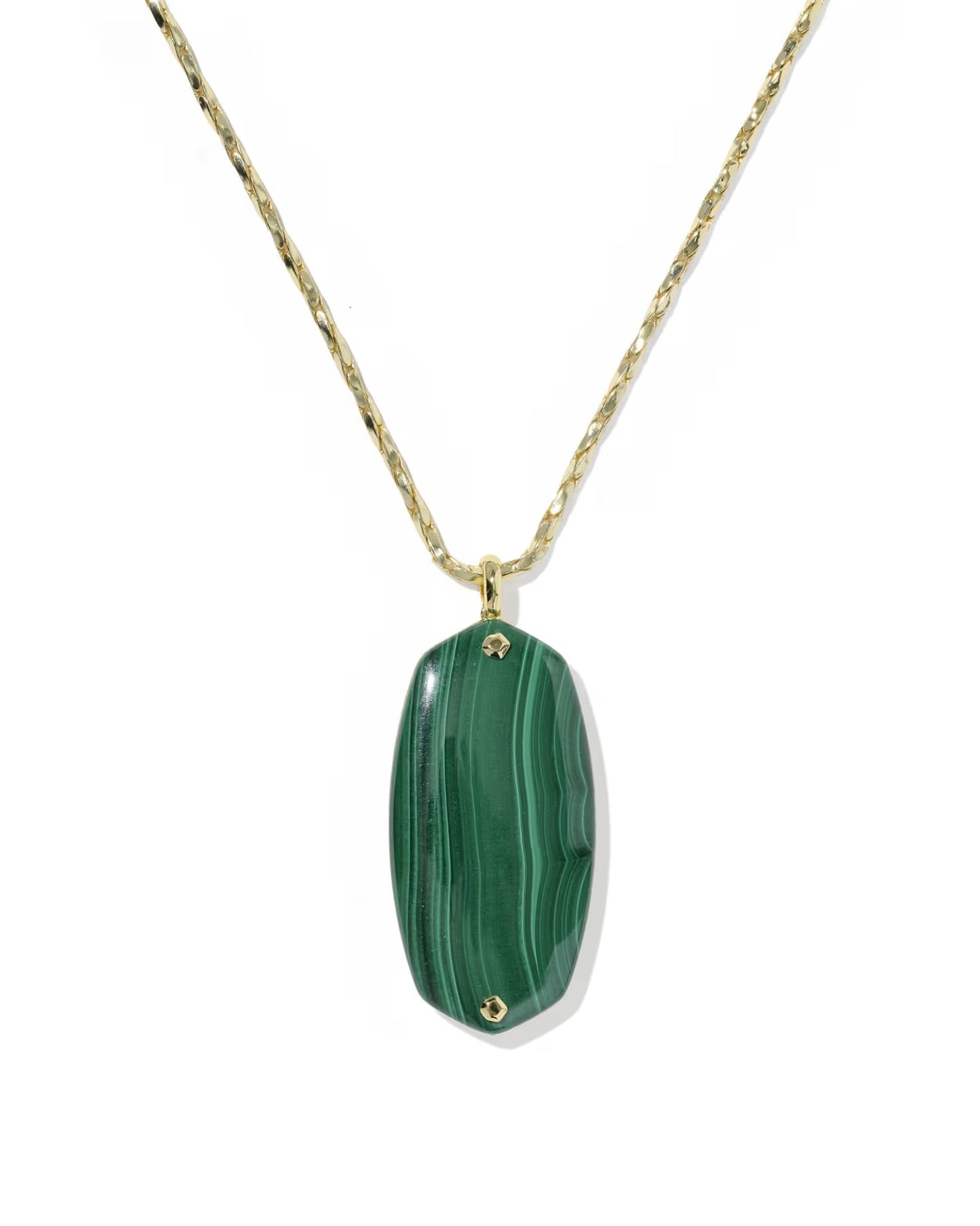 Kendra Scott Danielle Riveted Gold Long Pendant Necklace - Green Malachite