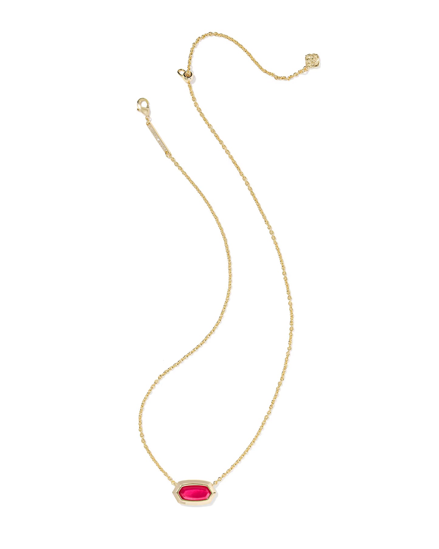 Kendra Scott Elisa Bezel Gold Short Pendant Necklace CARMINE RED ILLUSION