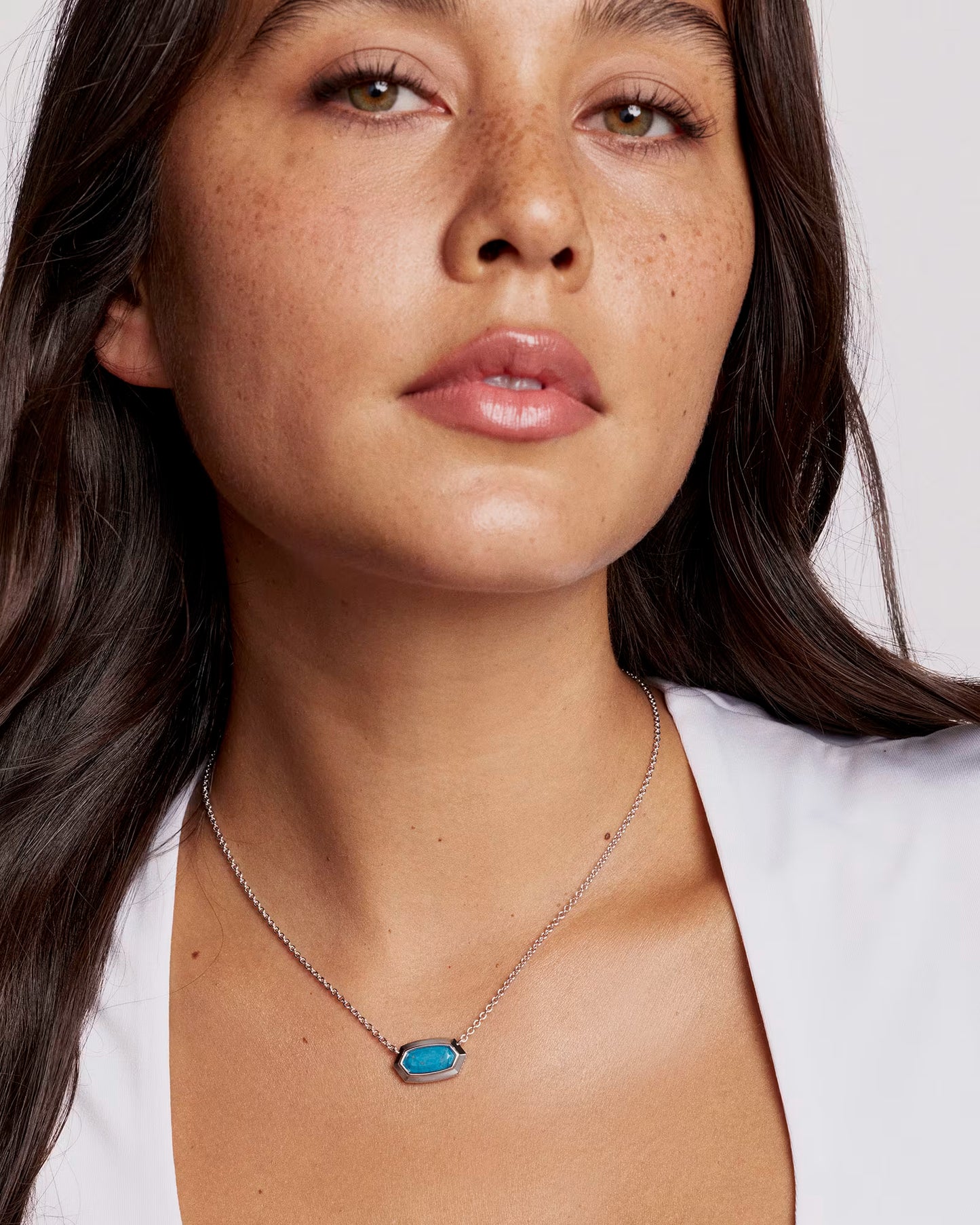 Kendra Scott Elisa Bezel Silver Short Pendant Necklace