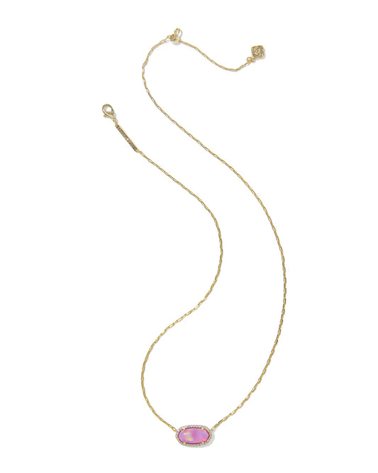 Elisa Pave Frame Gold Short Pendant Necklace
