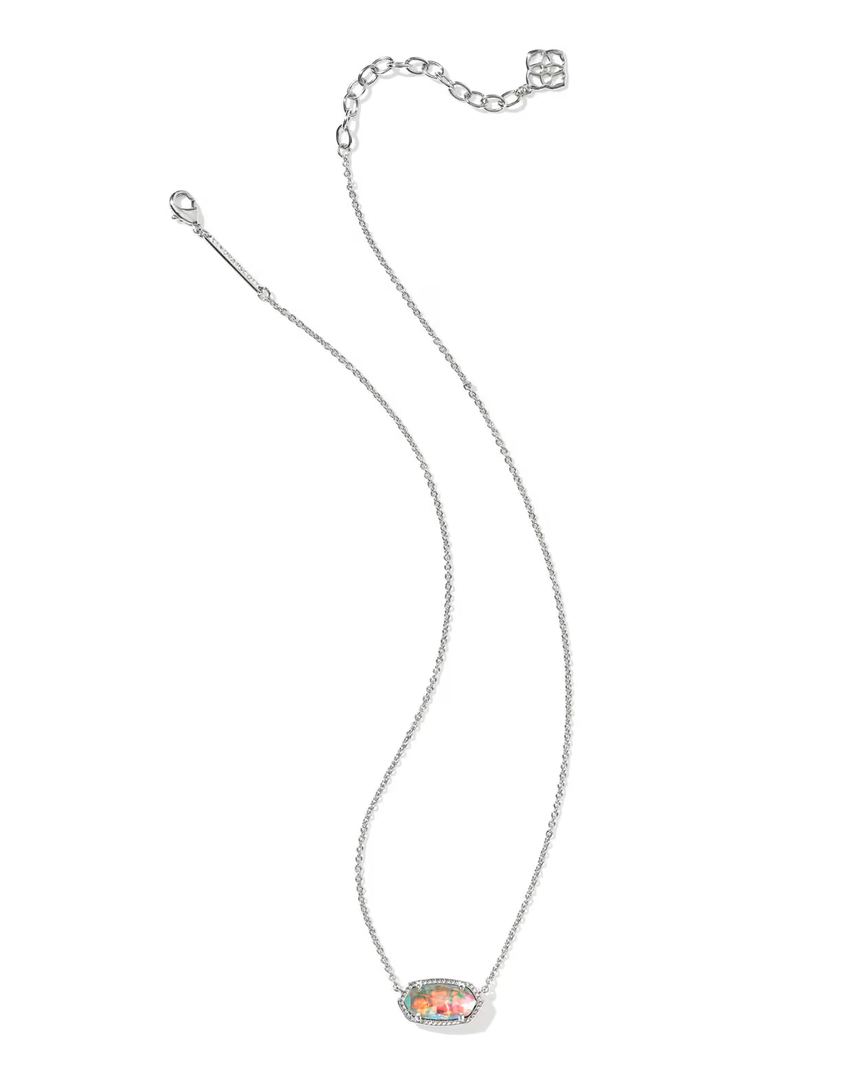 Kendra Scott Elisa Silver Pendant Necklace in Dichroic Glass