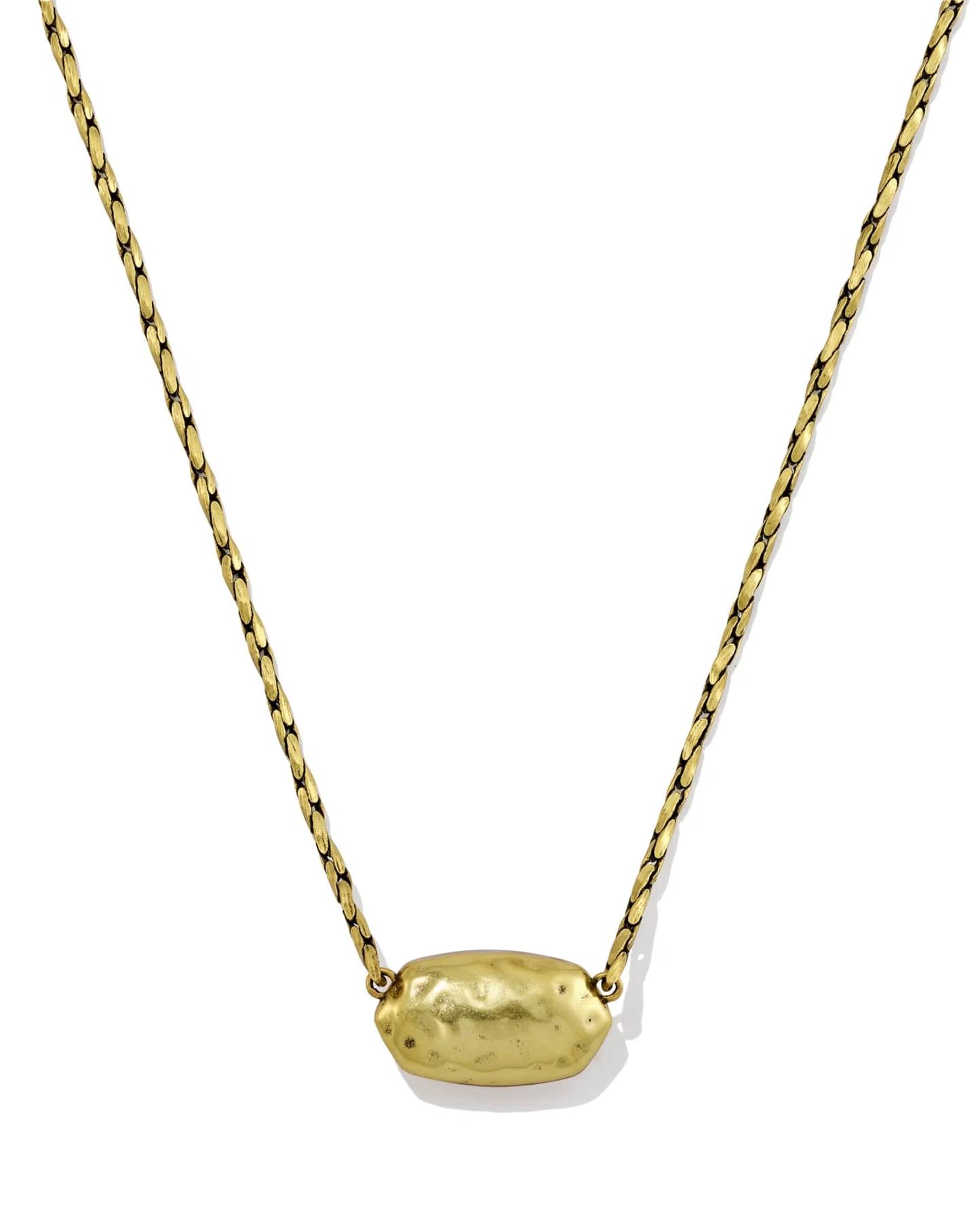 Kendra Scott Elisa Riveted Gold Short Pendant Necklace - Orange Banded Agate