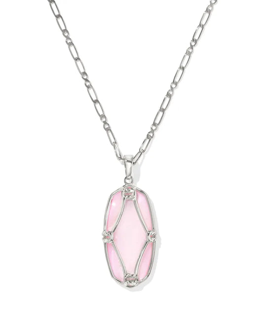 Elle Lattice Frame Large Long Pendant Necklace