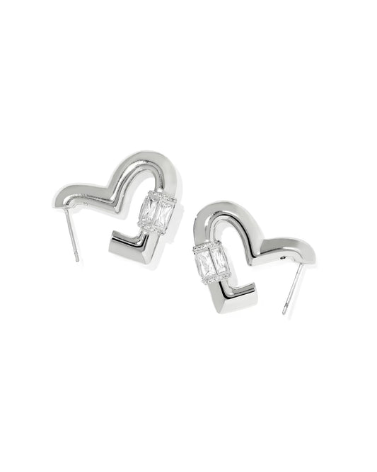 Kendra Scott Emery Heart Silver Hoop Earrings