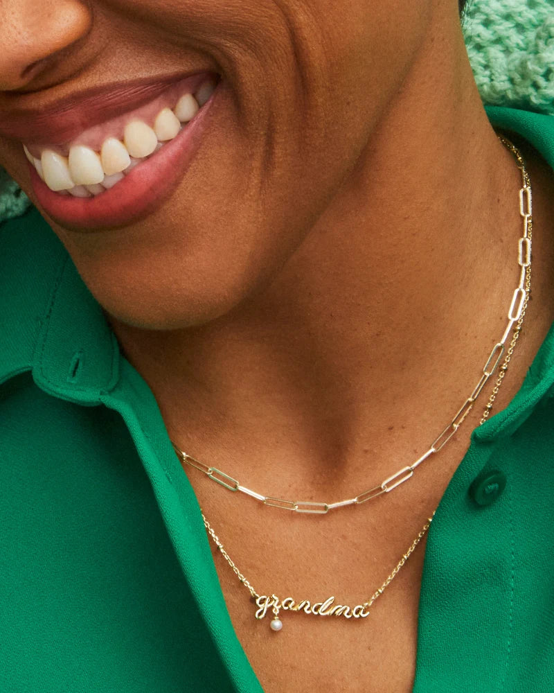 Grandma Script Pendant Necklace in Gold or Silver