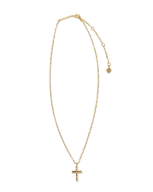 Kendra Scott Jada Cross Short Pendant Necklace in Gold or Silver