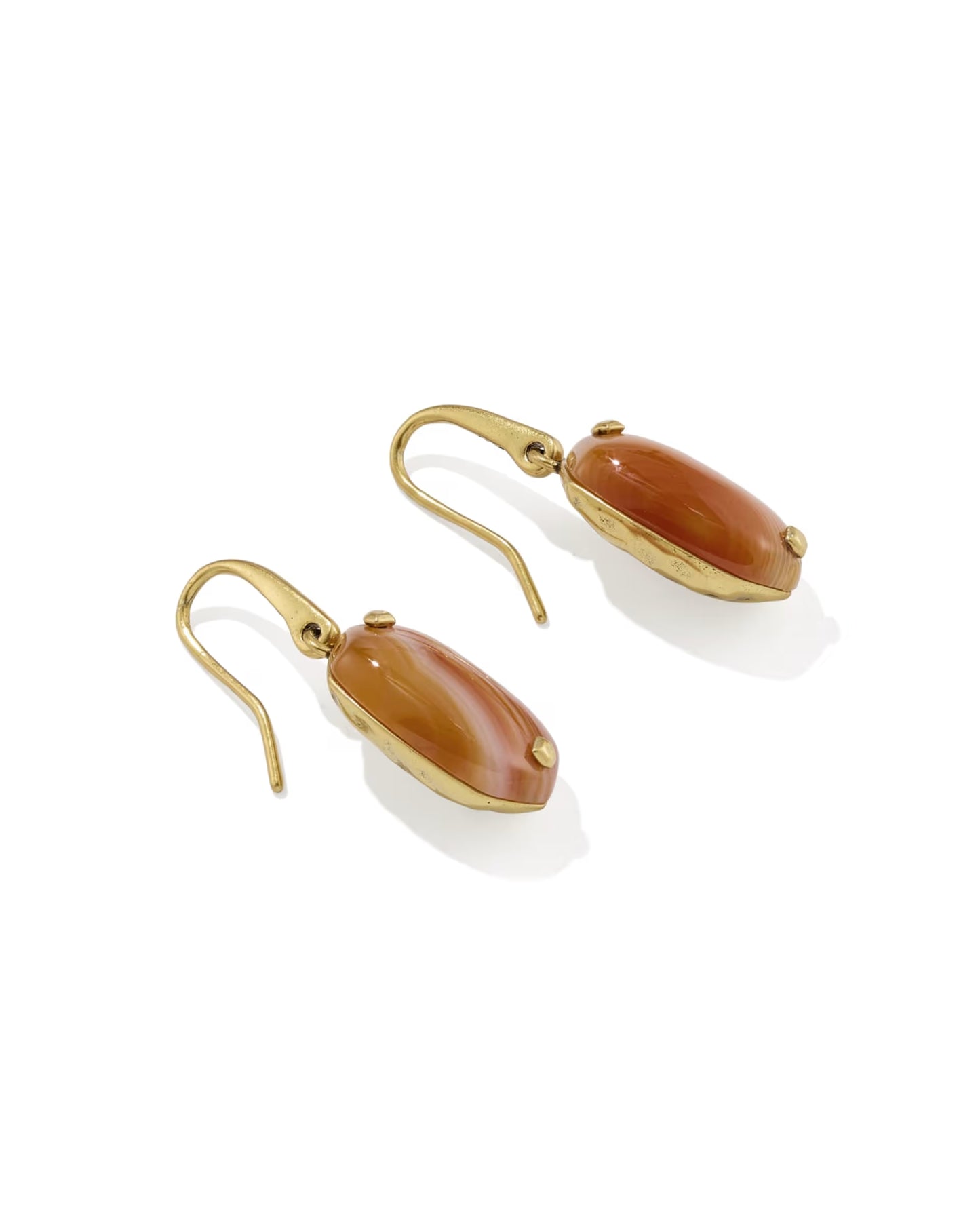 Kendra Scott Lee Riveted Gold Drop Earrings - Orange Banded Agate