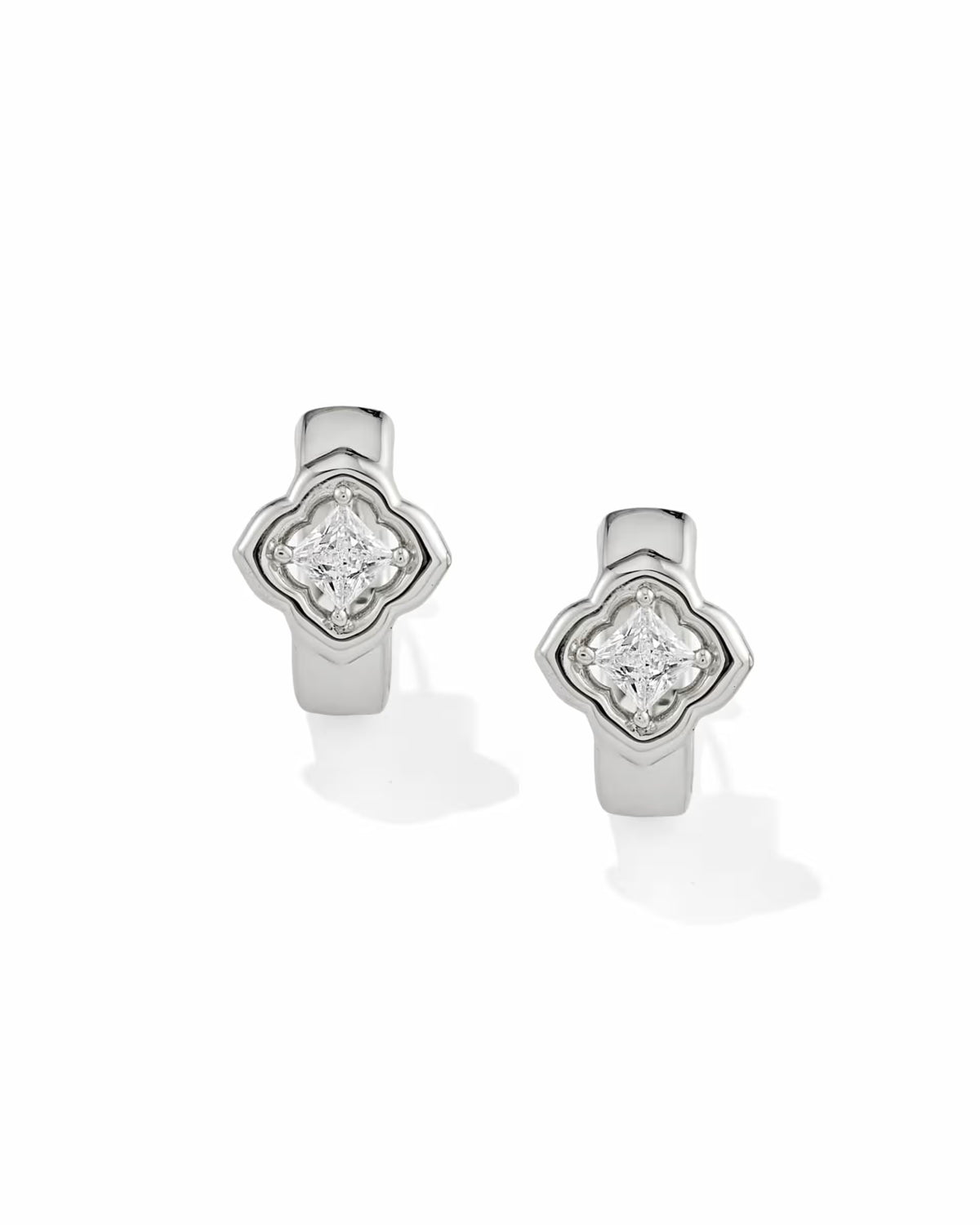 Kendra Scott Mallory Crystal Silver Huggie Earrings