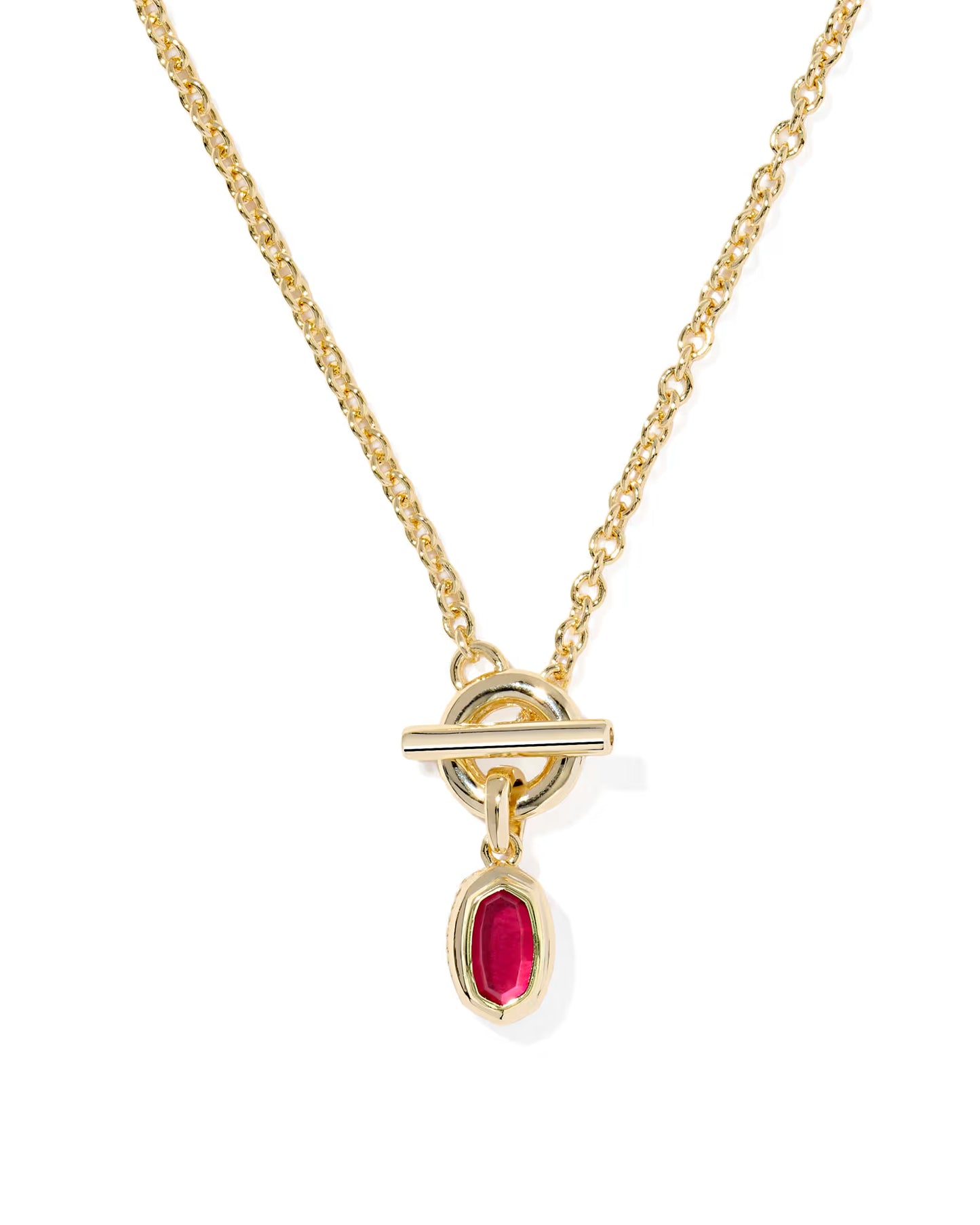 Kendra Scott Mini Elisa Toggle Gold Short Pendant Necklace Carmine Red Illusion