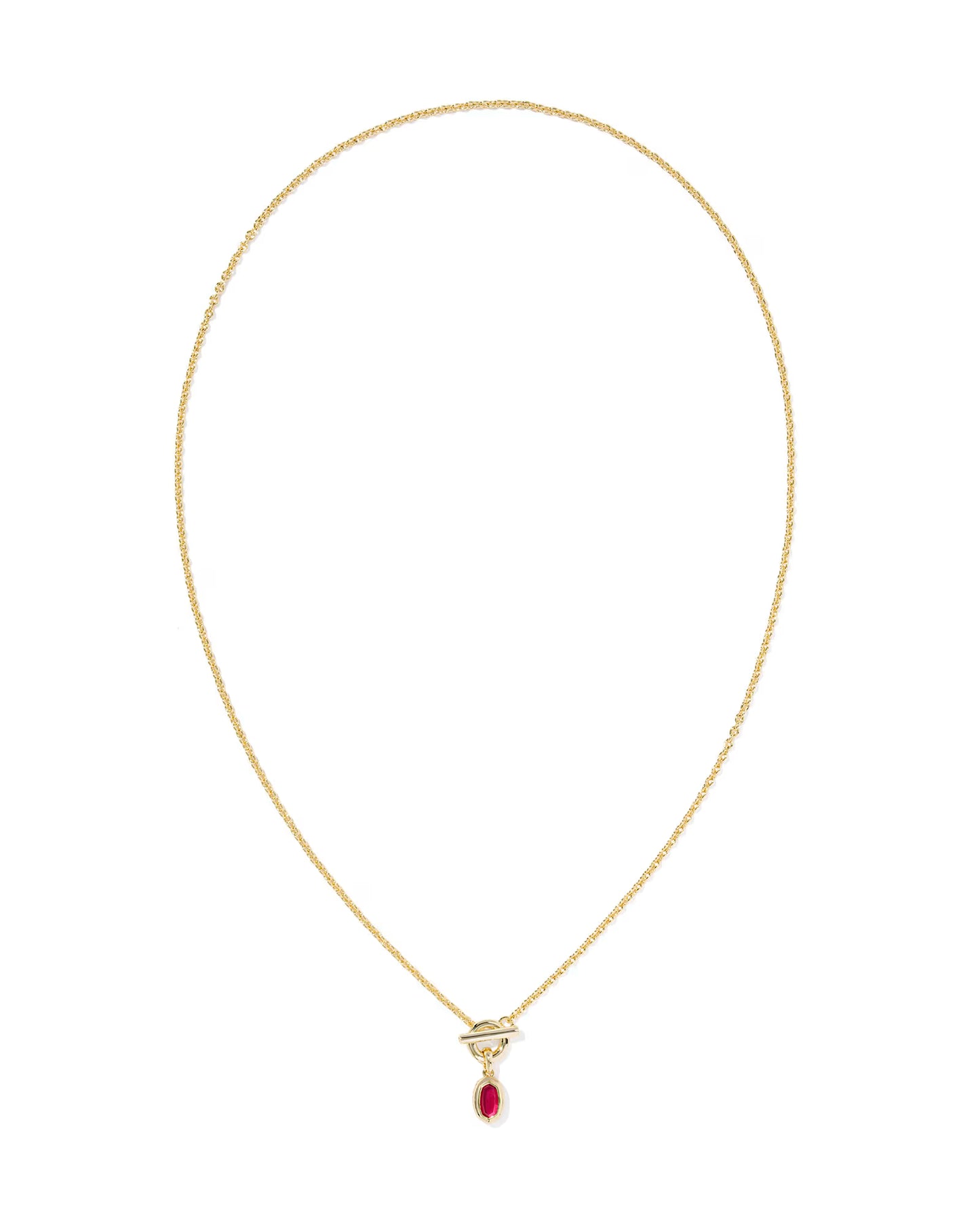 Kendra Scott Mini Elisa Toggle Gold Short Pendant Necklace Carmine Red Illusion