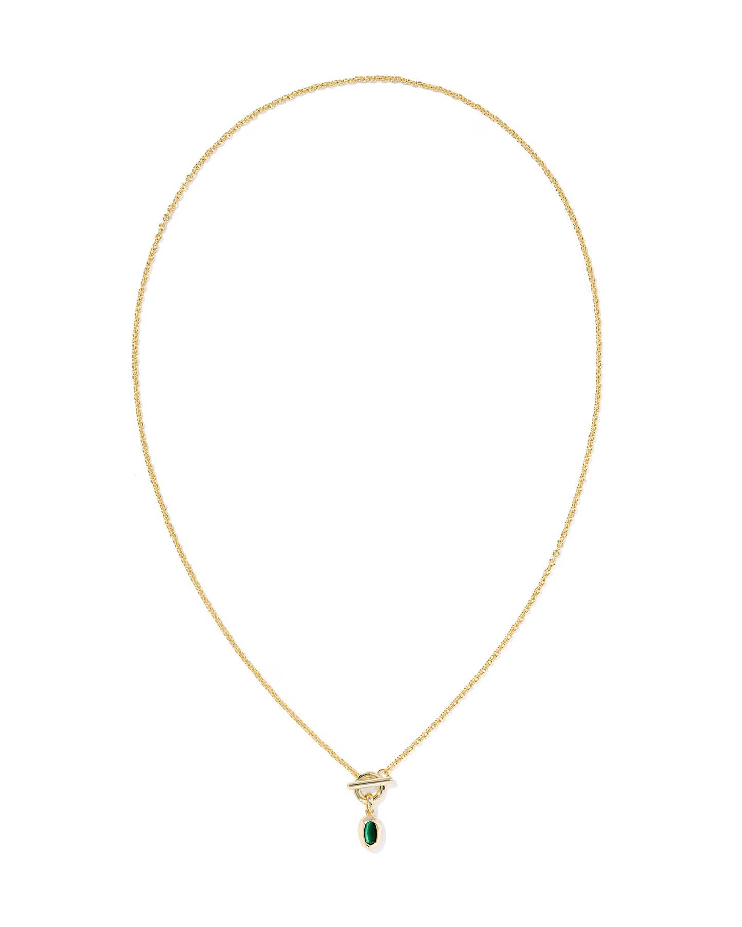 Kendra Scott Mini Elisa Toggle Gold Short Pendant Necklace Green Tiger's Eye