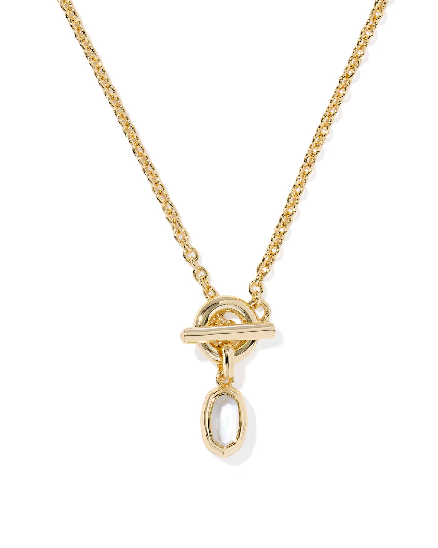 Kendra Scott Mini Elisa Toggle Gold Short Pendant Necklace Ivory Mother-of-Pearl