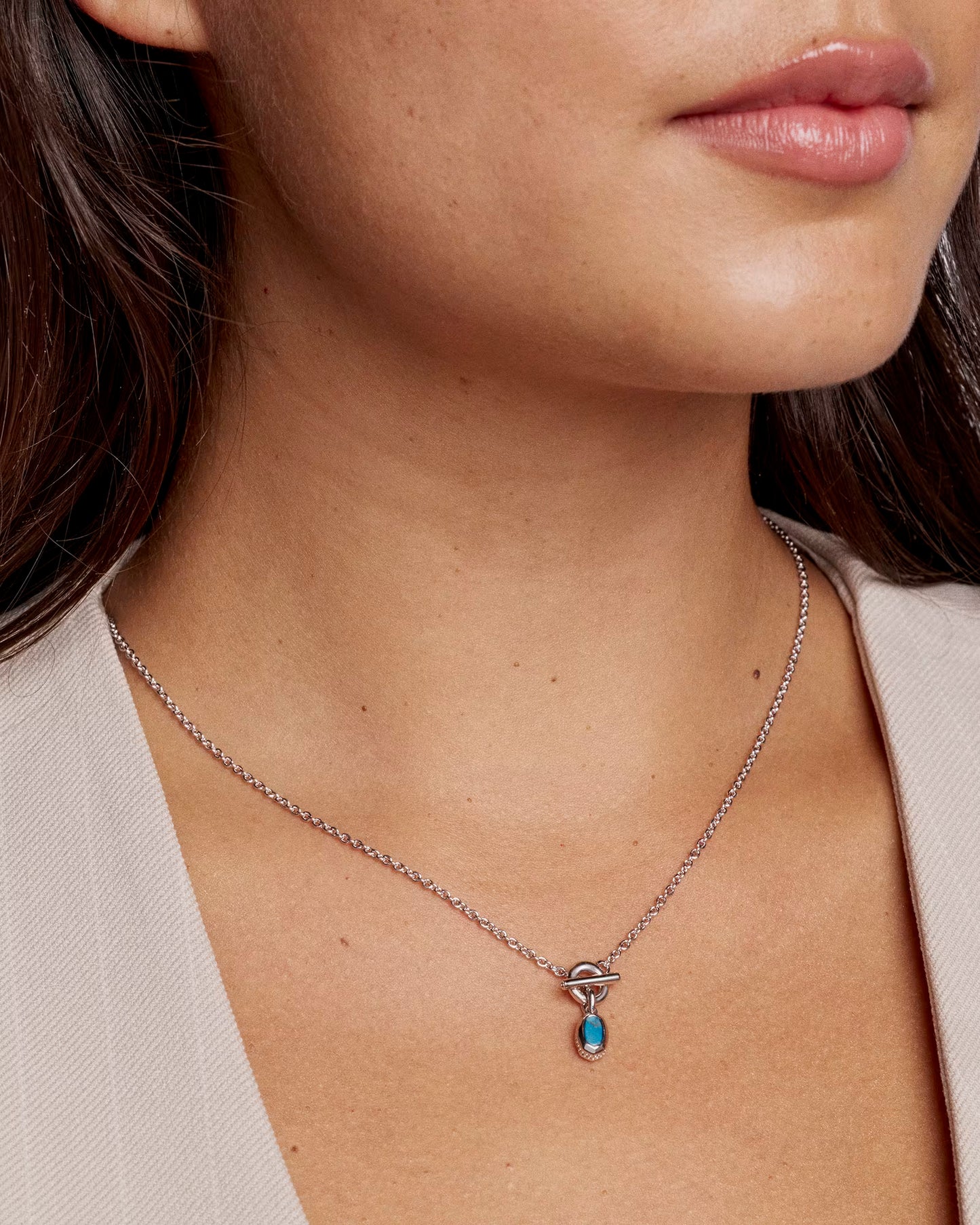 Kendra Scott Mini Elisa Toggle Silver Short Pendant Necklace