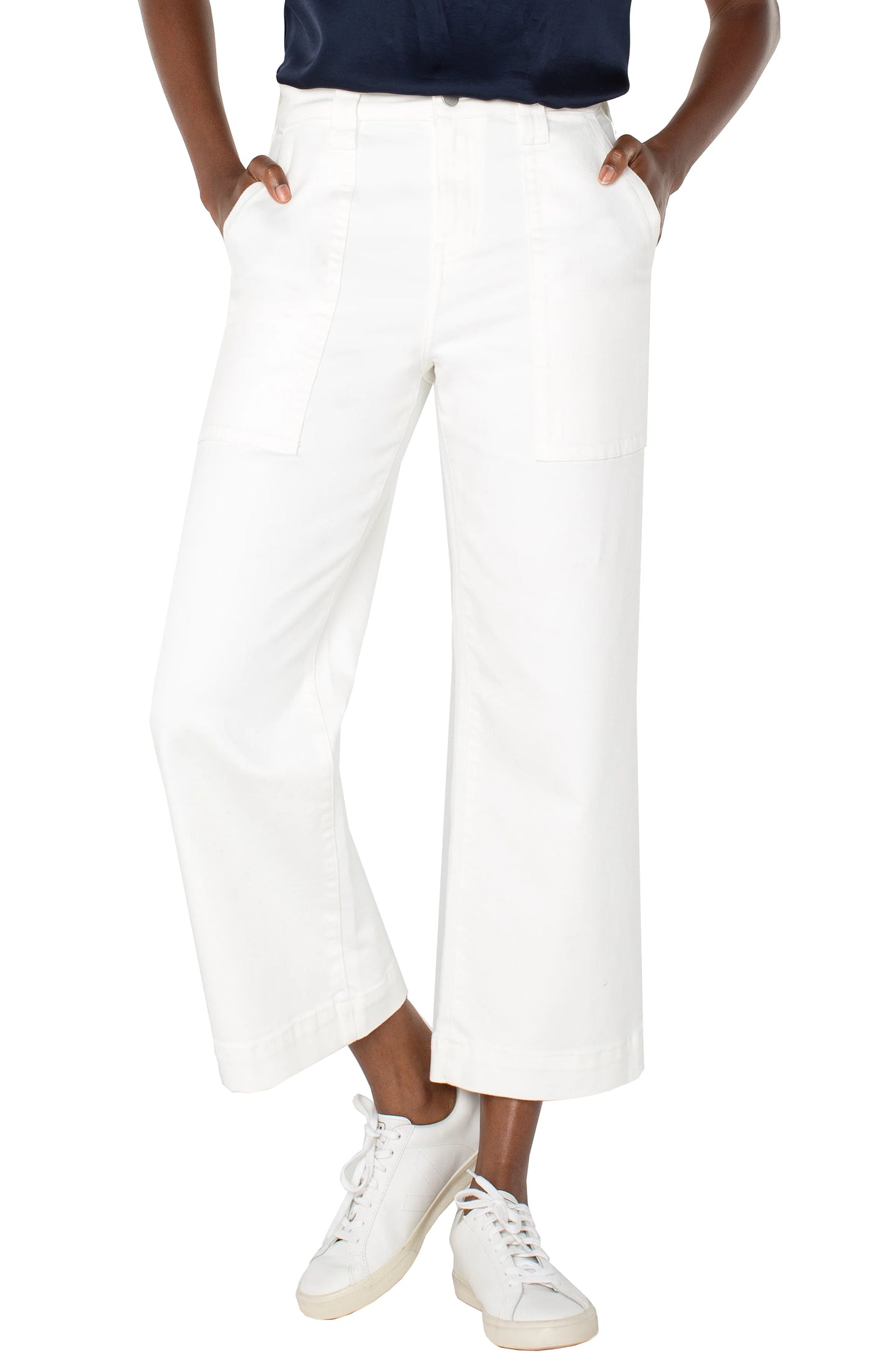 Bone White Stride Hi-rise Wide Leg Crop