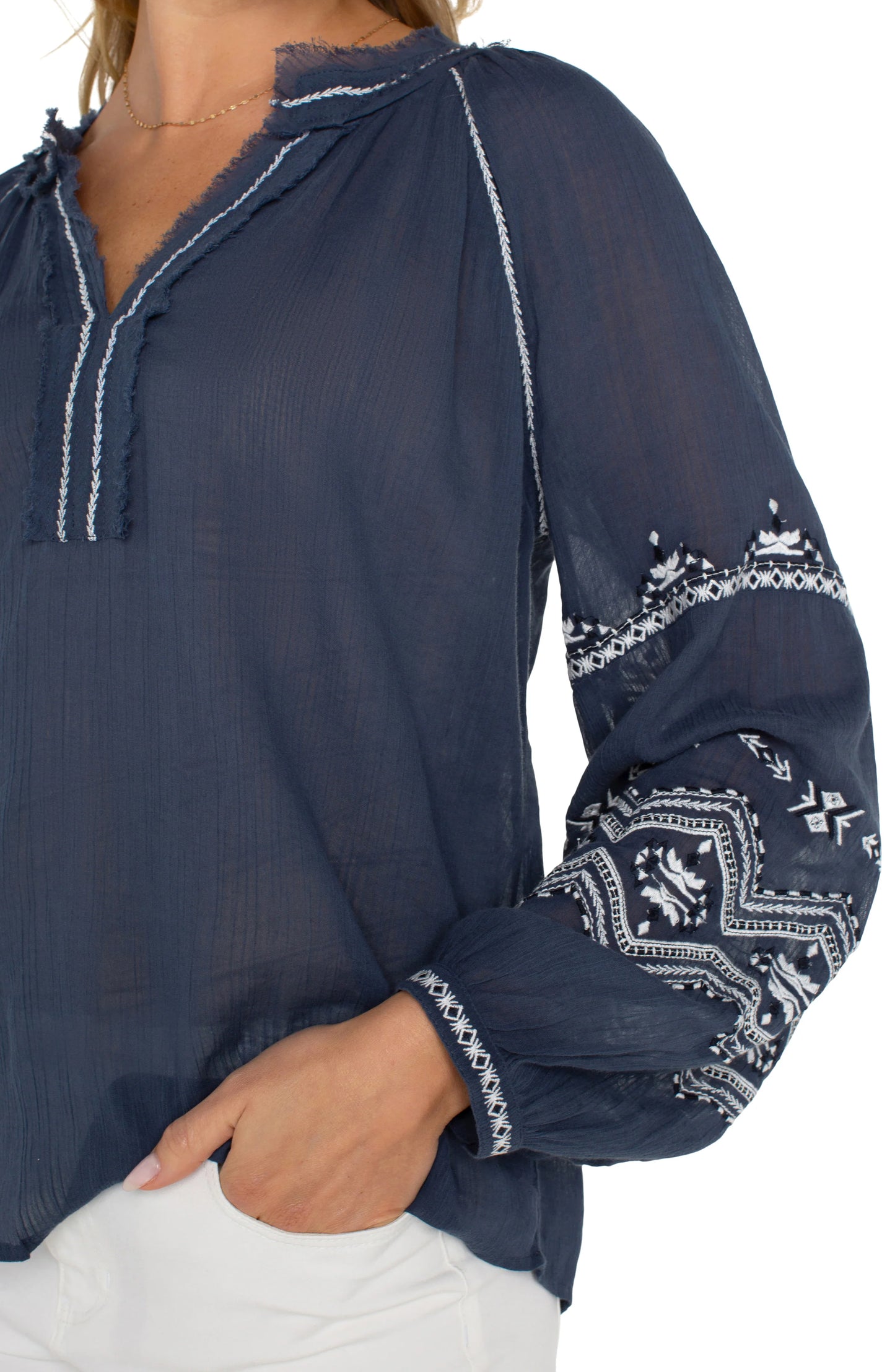 Liverpool Long Sleeve Raglan Woven Blouse