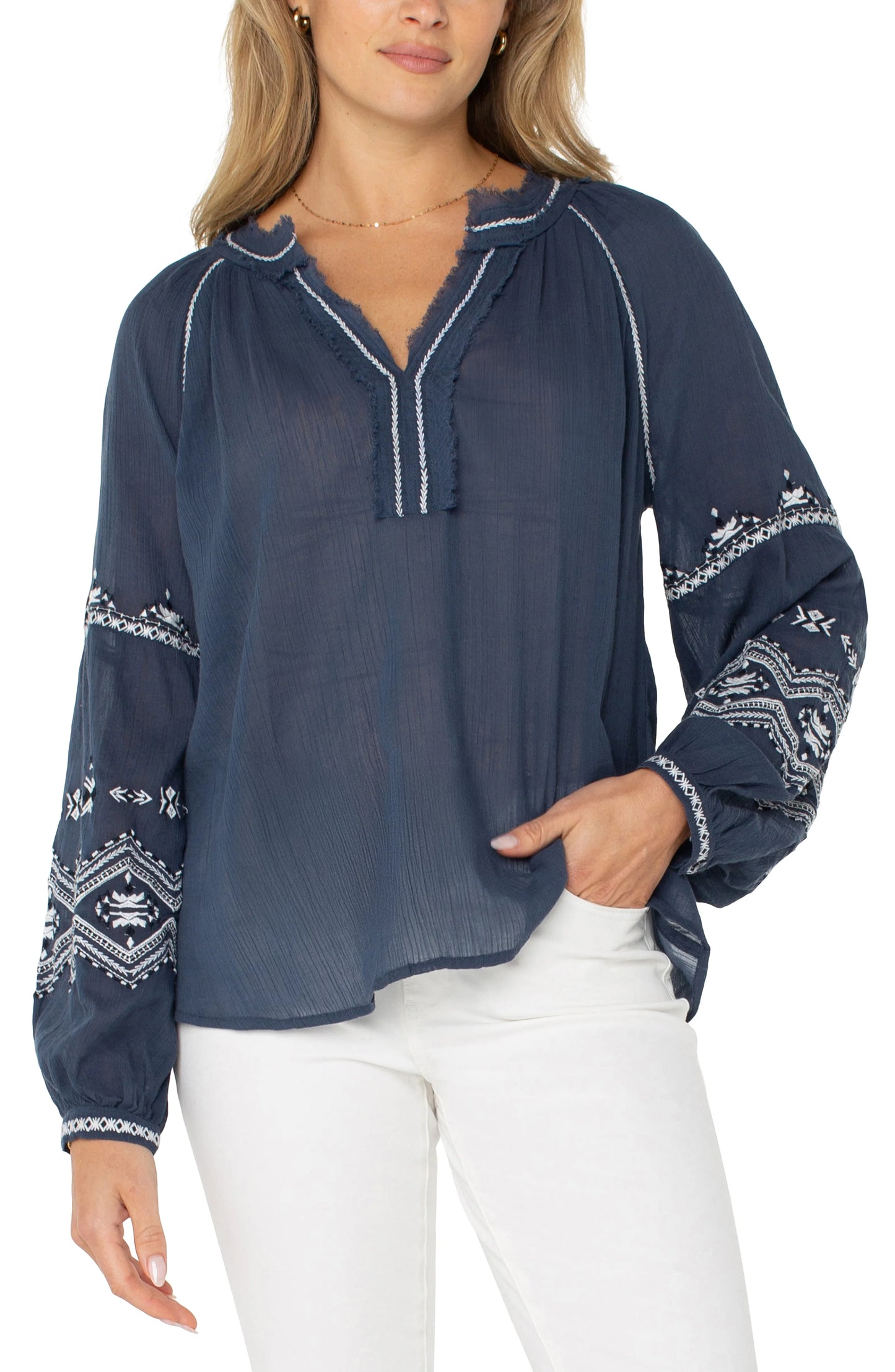 Liverpool Long Sleeve Raglan Woven Blouse