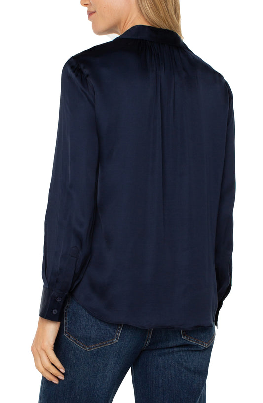 Liverpool Long Sleeve Collared Button Front Woven Blouse