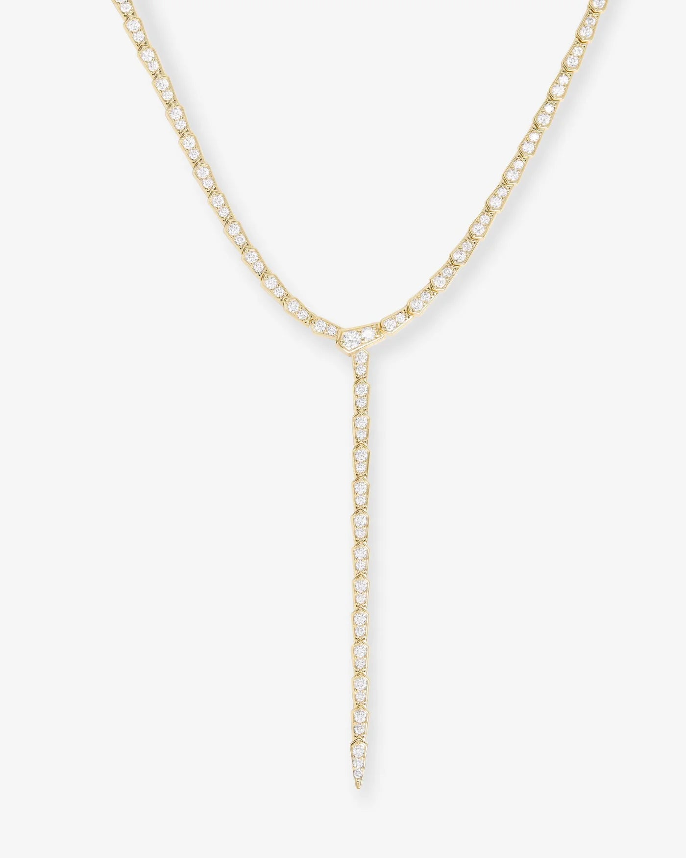 Pave Serpent Lariat Necklace 16"