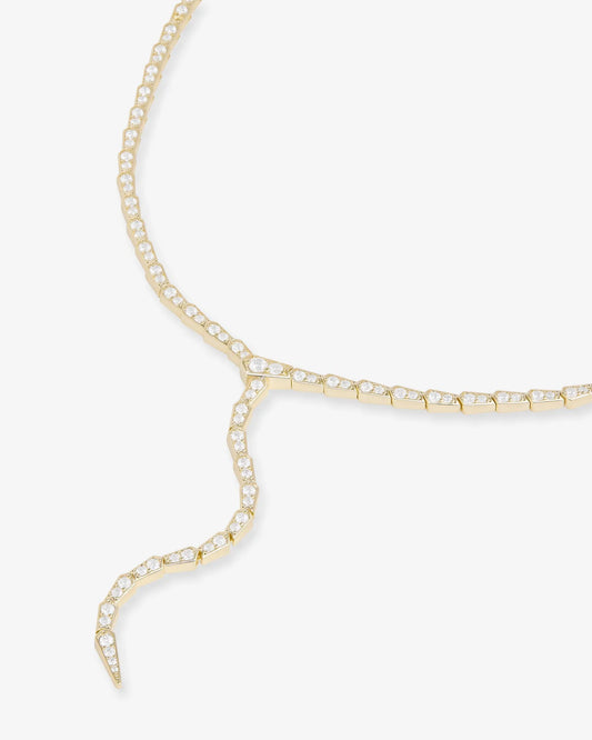Pave Serpent Lariat Necklace 16"