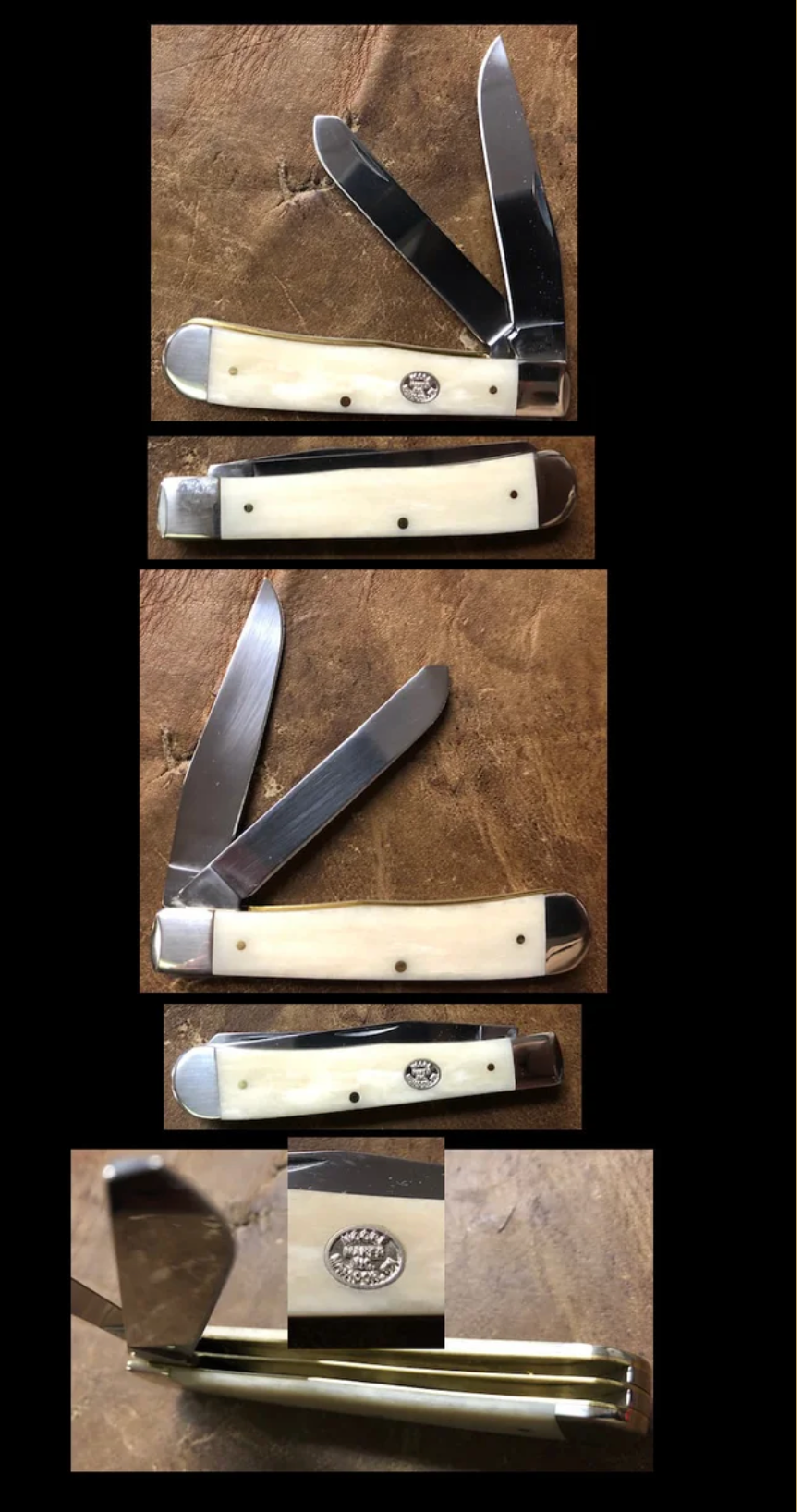 WHITE BONE HANDLED TRAPPER - 4-1/8"
