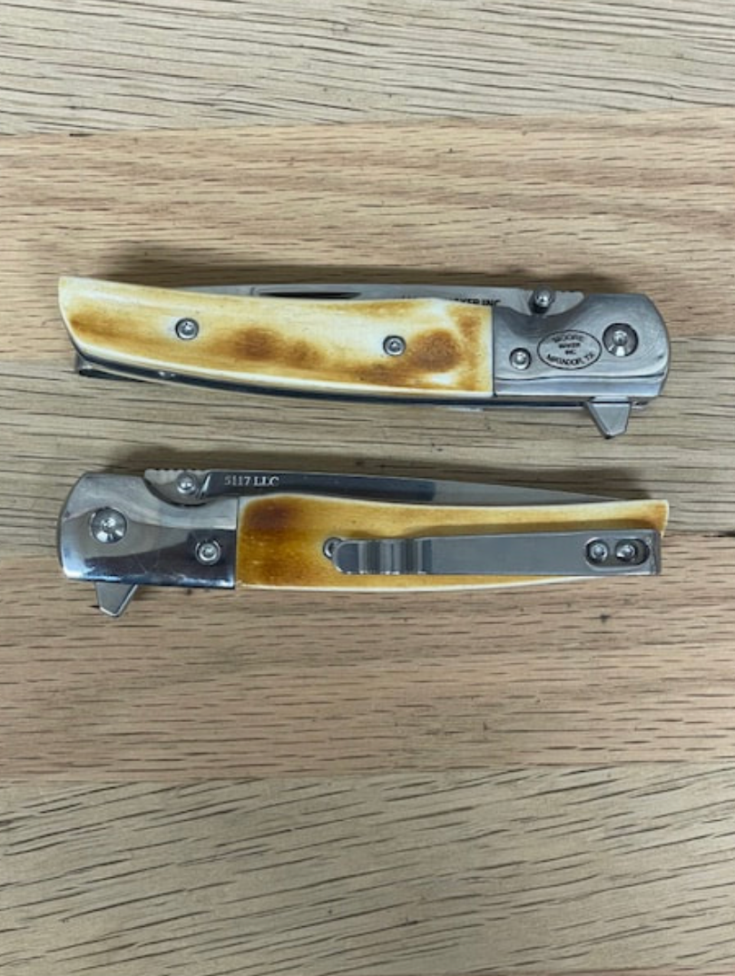 Moore Maker TORCHED BONE EASY OPEN LINER LOCK CLIP KNIFE - 4-1/8"