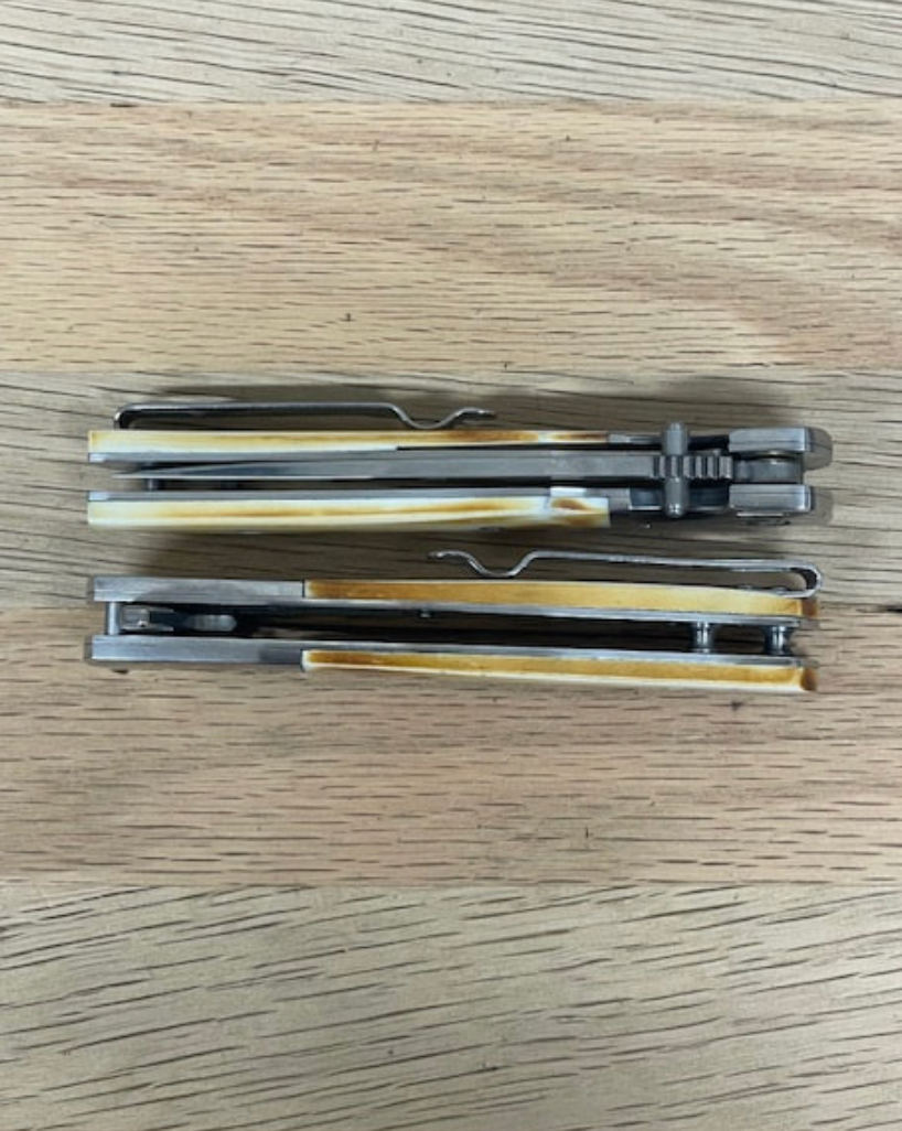 Moore Maker TORCHED BONE EASY OPEN LINER LOCK CLIP KNIFE - 4-1/8"