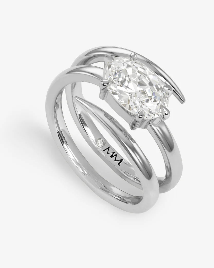 Melinda Maria She's On Point Lasso Ring Silver|White Diamondettes