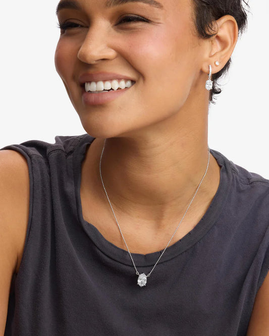 Melinda Maria She's On Point Necklace Silver|White Diamondettes