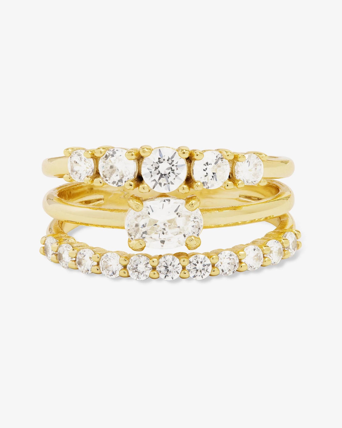 She's So Stacked Ring Gold|White Diamondettes