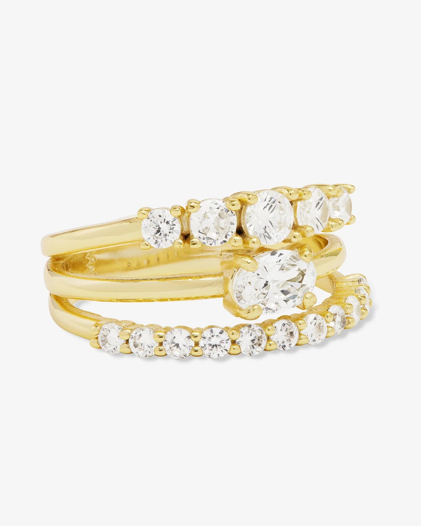 She's So Stacked Ring Gold|White Diamondettes