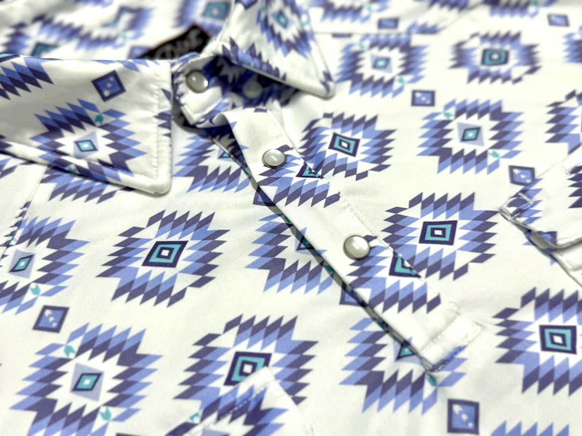Red Dirt Hat Co. Blue & White Aztec Polo