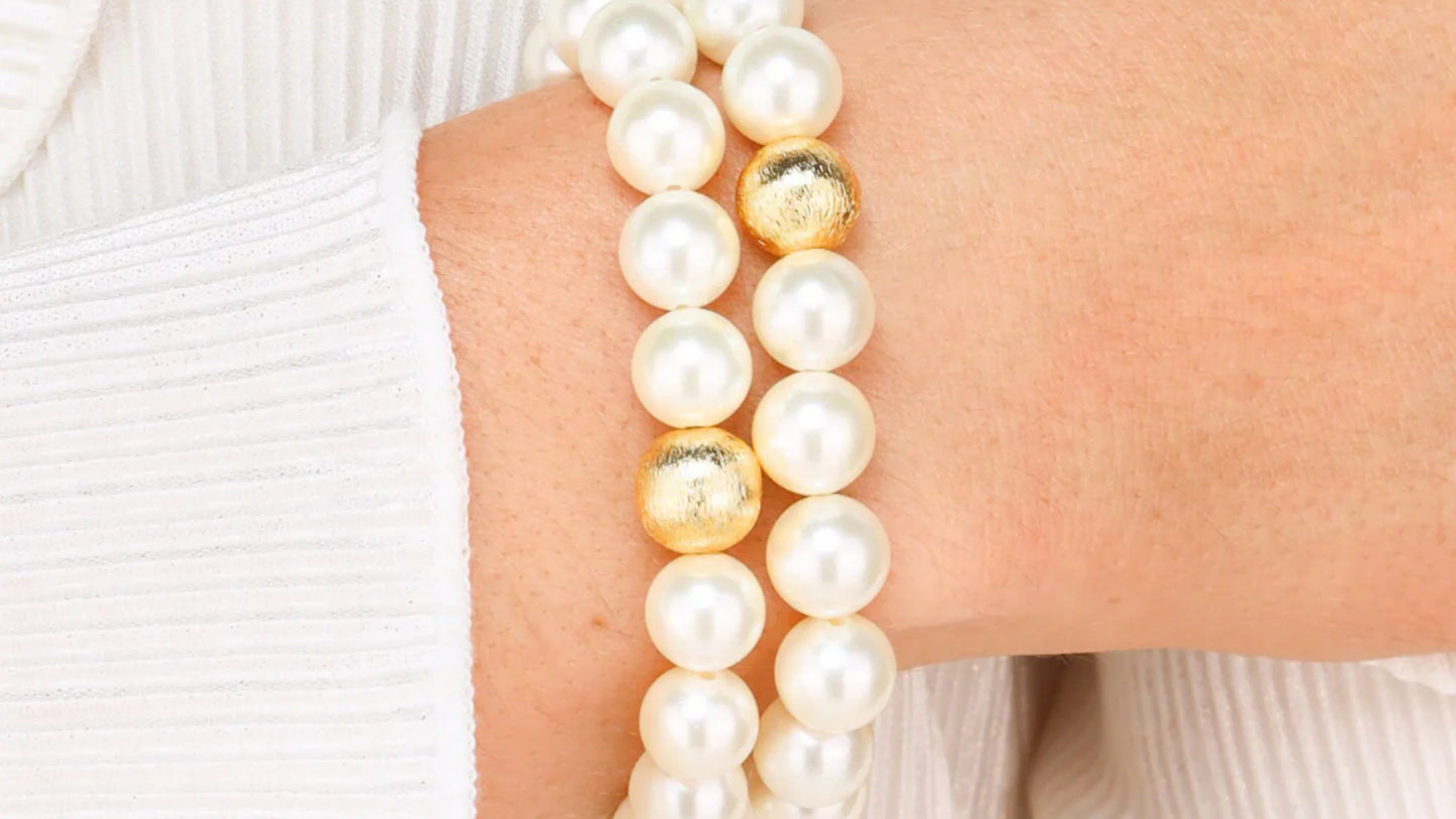 BuDha Girl WHITE PEARL MALA BEADED BRACELET