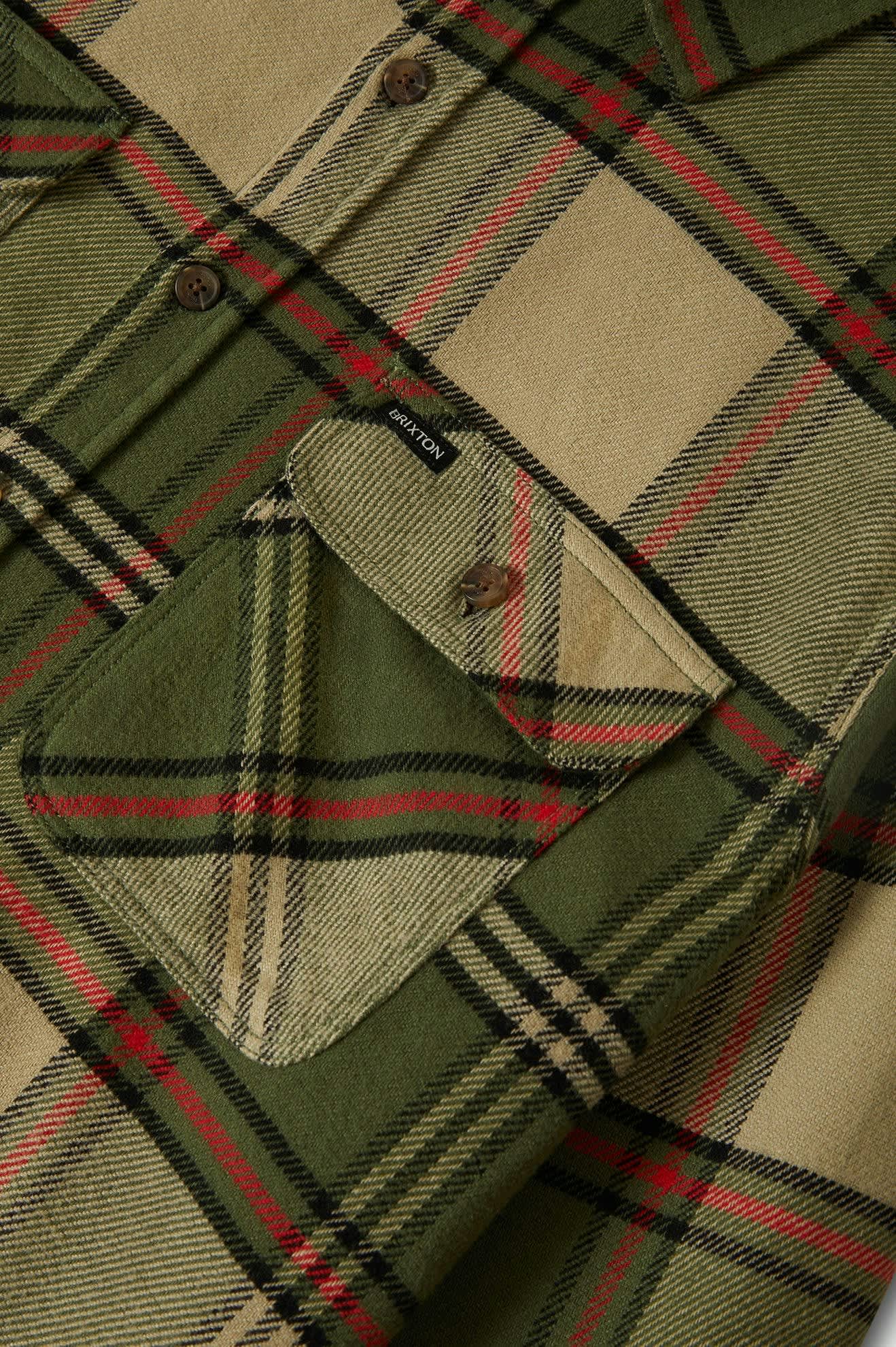 Brixton BOWERY FLANNEL Wild Green/Elm/Adrenaline Rush