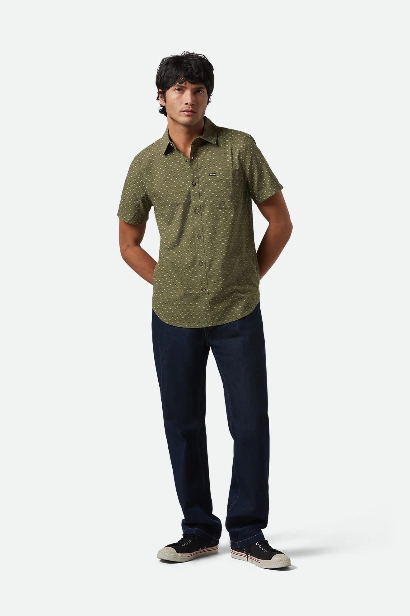 Brixton CHARTER PRINT S/S SHIRT (Ivy Green or Off White MiroFloral)