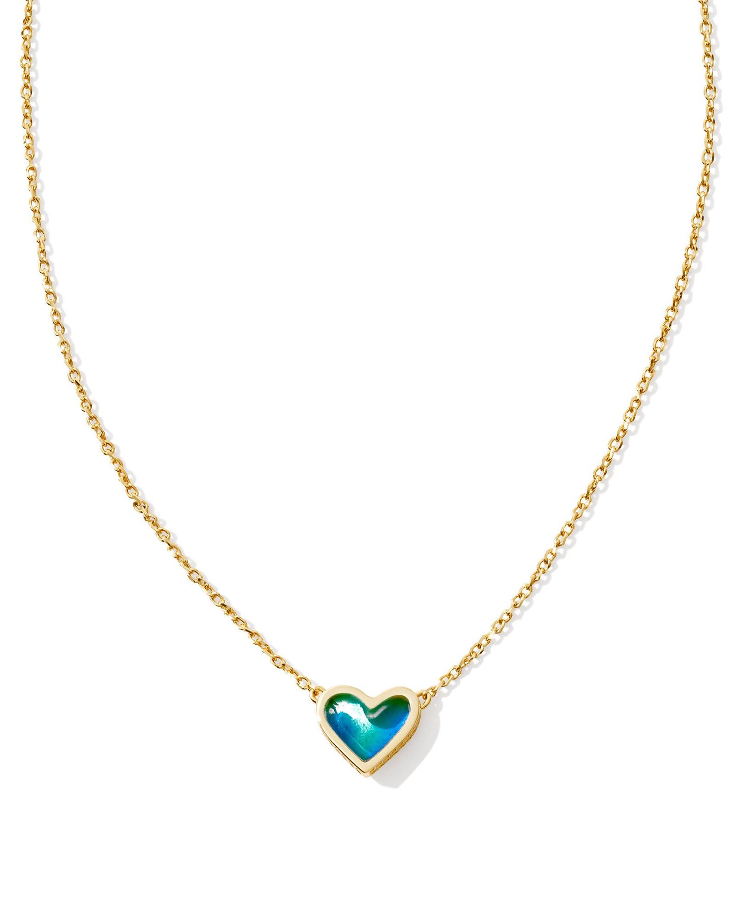 Kendra Scott FRAMED ARI HEART SHORT PENDANT NECKLACE GOLD MOOD STONE
